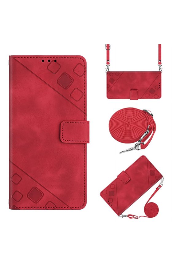 Case for MOTO Edge 60 5G Skin Friendly PU Leather Wallet Case with Card Holder Kickstand Crossbody Lanyard Magnetic Closure Drop Protection Anti-scratch Phone Cover