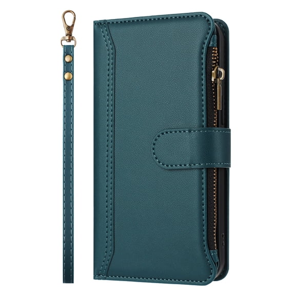 Case for MOTO X40 Pro Classic Leather Phone Case with Detachable Wrist Strap Zipper Pocket Card Holder Kickstand Support Wireless Charging Shockproof Cover