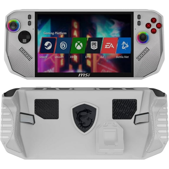 Case for MSI Claw 8 AI+ Polar Tempest Edition,TPU Soft Grip Protective Cover Back Shell with Kickstand for MSI Claw 8 AI+ Polar Tempest A2VM PC Portable Handheld Gaming Console,White