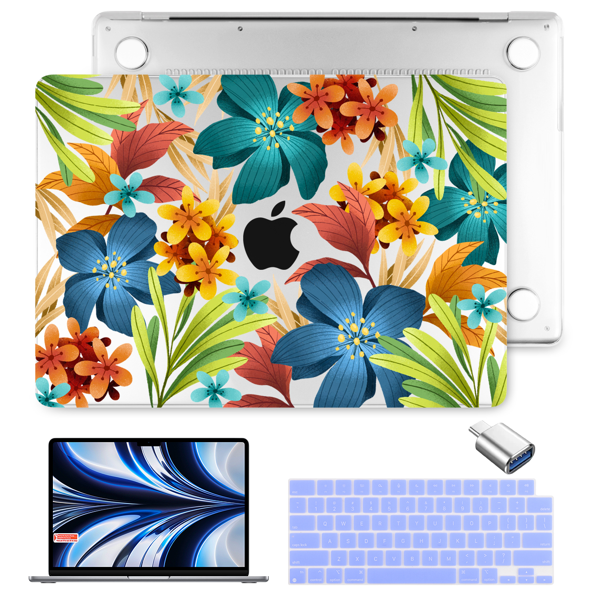 QCzyc Case For 2022 MacBook Air 13.6-inch (Model A2681 M2) - Waterproof Laptop Shell With Keyboard Cover & Sticker - USA Flag Design - View #5