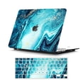 thumbnail image 1 of Case for MacBook Air 13 inch with Keyboard Cover, MacBook Air 13 inch Case 2020 Release A2337 A2179 A1932, GMYLE Snap on Plastic Hard Shell Case Cover with Keyboard Skin Set (Golden Blue Ink 1), 1 of 4