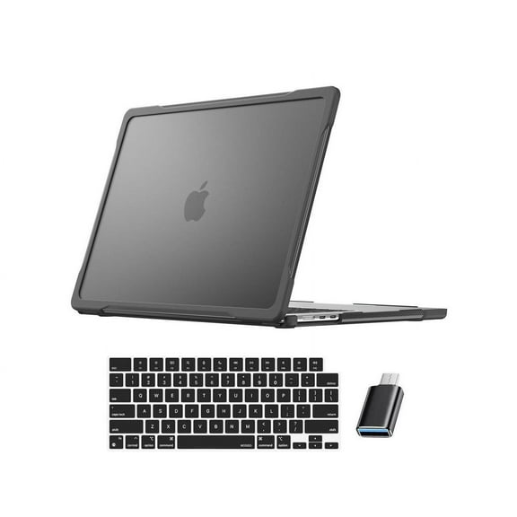 Case For MacBook Air 15 Inch 2024 2023 Model A3114 A2941 with M3/M2 Chip & Touch ID, Heavy Duty Rugged Hard Shell Shockproof Cover with Keyboard Skin, Type C Adapter