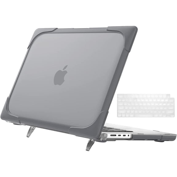 Case for MacBook Pro 14 Inch 2021 2022 Release A2442 M1 Pro/Max Chip with Liquid Retina XDR Display and Touch ID Heavy Duty Hard Shell Dual Layer Protective Cover with Fold Kickstand & Keyboard Skin