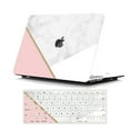 thumbnail image 1 of Case for MacBook Pro 15 inch with Keyboard Cover, MacBook Pro 15 inch Case 2020 Release A1707 A1990, GMYLE Hard Snap on Hard Shell Case Cover with Keyboard Skin Set (Geometric White Marble & Pink 2), 1 of 4