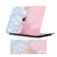 thumbnail image 1 of Case for MacBook Pro 15 inch with Keyboard Cover, MacBook Pro 15 inch Case A1707 A1990, GMYLE Floral Snap on Hard Shell Case Cover Keyboard Skin Set (Pink & White Feathers), 1 of 4
