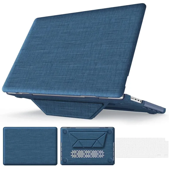Case for MacBook Pro 16 inch 2025 2024 2023 2022 2021 M4 M3 M2 M1 A3186 A3403 A2991 A2780 A2485 Fabric Textured Hard Shell Case with Foldable Kickstand & Keyboard Cover