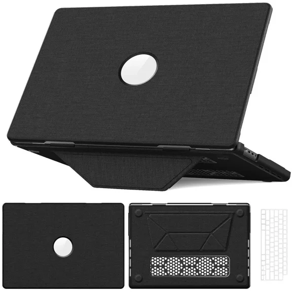 Case for MacBook Pro 16 inch 2025 2024 2023 2022 2021 M4 M3 M2 M1 A3186 A3403 A2991 A2780 A2485, Fabric Textured Hard Shell Cover with Foldable Kickstand & Keyboard Cover & Logo Cutout