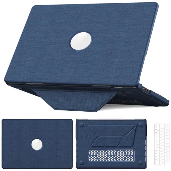 Case for MacBook Pro 16 inch 2025 2024 2023 2022 2021 M4 M3 M2 M1 A3186 A3403 A2991 A2780 A2485, Fabric Textured Hard Shell Cover with Foldable Kickstand & Keyboard Cover & Logo Cutout