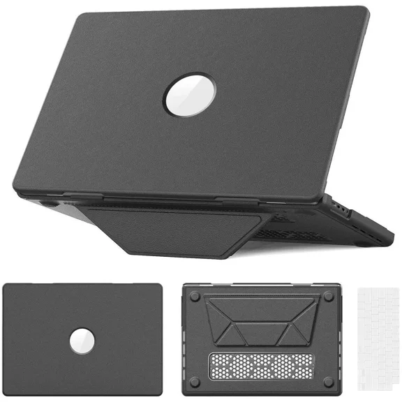 Case for MacBook Pro 16 inch 2025 2024 2023 2022 2021 M4 M3 M2 M1 A3186 A3403 A2991 A2780 A2485, PU Leather Hard Shell Cover with Foldable Kickstand & Keyboard Cover & Logo Cutout