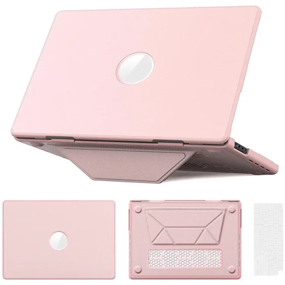 Case for MacBook Pro 16 inch 2025 2024 2023 2022 2021 M4 M3 M2 M1 A3186 A3403 A2991 A2780 A2485, PU Leather Hard Shell Cover with Foldable Kickstand & Keyboard Cover & Logo Cutout