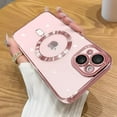 thumbnail image 1 of Case Made for iPhone 15 Plus 6.7 Inch [Built-in Camera Lens Protector] [Compatible with MagSafe] Anti-Scratch Shockproof Protective Slim Electroplated Case for Women Men - Pink, 1 of 6