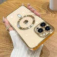 thumbnail image 1 of Case Made for iPhone 15 Pro 6.1 Inch [Built-in Camera Lens Protector] [Compatible with MagSafe] Anti-Scratch Shockproof Protective Slim Electroplated Case for Women Men - Gold, 1 of 12