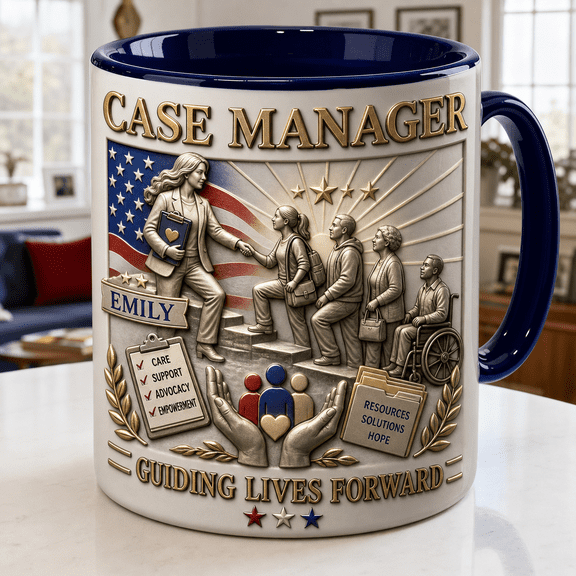 Case Manager Freedom Mug, 2D Printed 3D Effect Coffee Cup Gift for Case Managers
