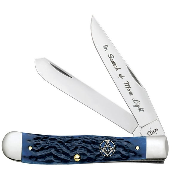 Case Trapper Pocket Knife Masonic - Jigged Synthetic Handle, Folding - Green