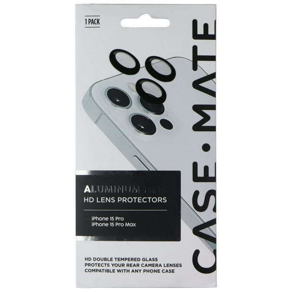 Case-Mate Aluminum Ring HD Lens Protectors for iPhone 15 Pro/15 Pro Max - Black