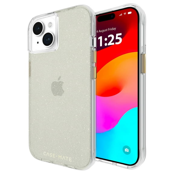 Case-Mate Apple iPhone 15 Case [Wireless Charging Compatible] - 12ft Drop Protection - Sheer Crystal Champagne Gold