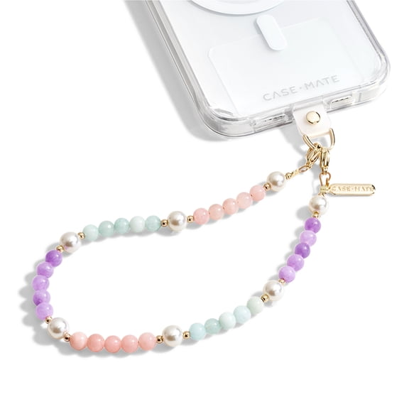 Case-Mate Cell Phone Charm Strap with Beaded Pearls and Gold - Hands-Free Secure Wrist Grip