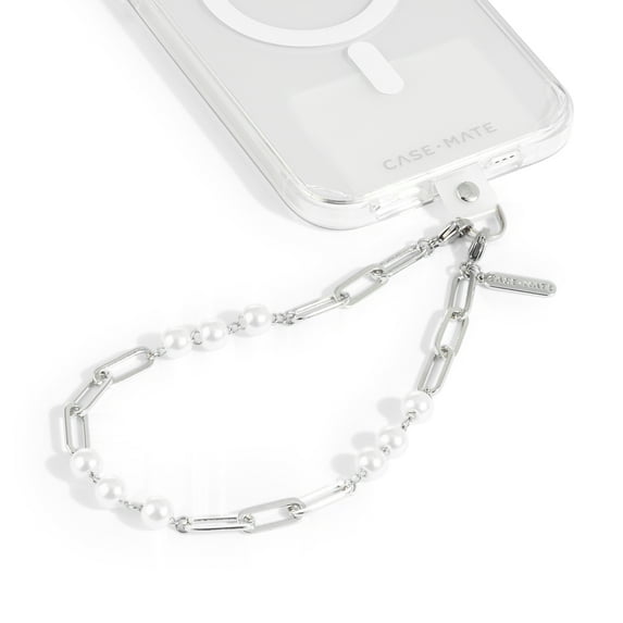 Case-Mate Cell Phone Charm Strap with Beaded Silver Pearls - Hands-Free Secure Wrist Grip