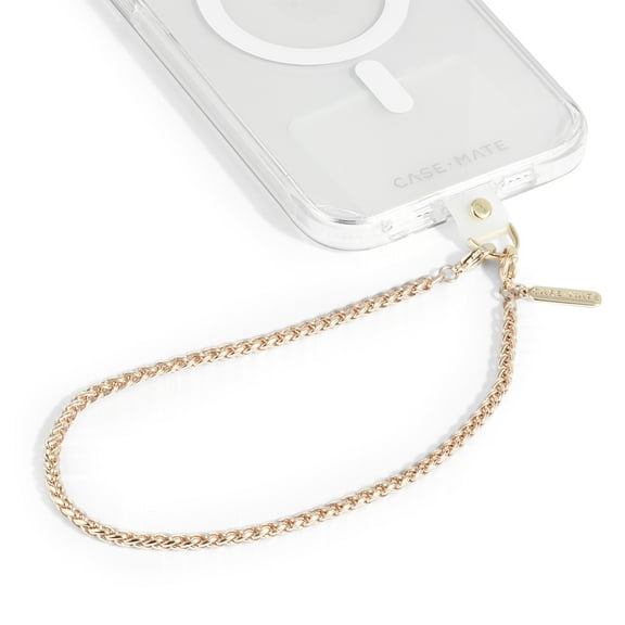 Case-Mate Cell Phone Charm Strap with Gold Chain - Detachable Phone Lanyard, Hands-Free Secure Wrist Grip