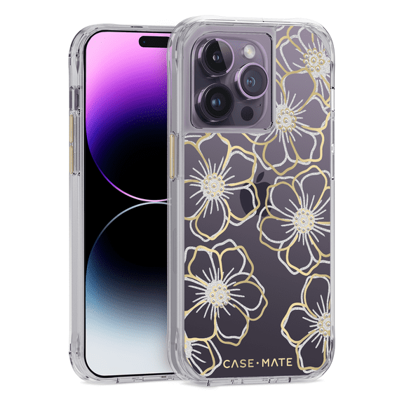 Case-Mate Apple iPhone 14 Pro Case [Wireless Charging Compatible] - 10Ft. Drop Protection - Floral Gems