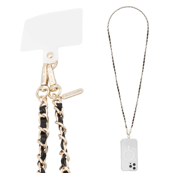 Case-Mate Phone Leather Crossbody Chain - Gold/Black Leather