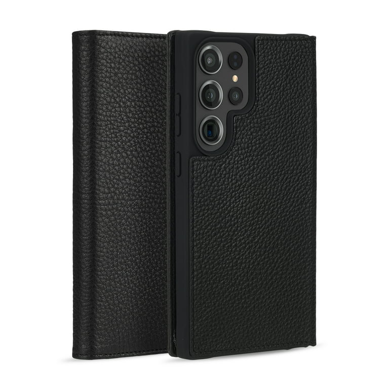 Case-Mate Genuine Leather Wallet Folio Case for Samsung Galaxy S22 - Black