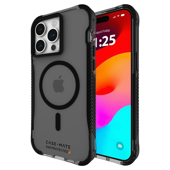 Case-Mate Tough Grip Series Apple iPhone 15 Pro Max Case w/ Textured Grip [MagSafe Compatible] 16ft D3O Impact Protection - Smoke Black