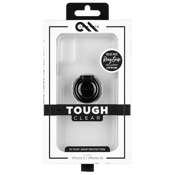 Case-Mate iPhone Xs Tough Clear + Black Ring Bundle