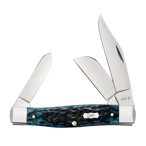 Case XX Knives Large Stockman Pocket Worn Mediterranean Blue Bone Stainless Pocket Knife