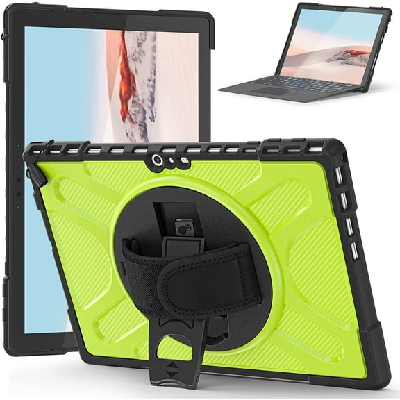 Case for Microsoft Surface Pro 7 Plus/Pro 7/Pro 6/Pro 5/Pro 4 with Rotating Kickstand and Adjustable Hand Strap, Heavy Duty PC+TPU Hybrid Protective Cover