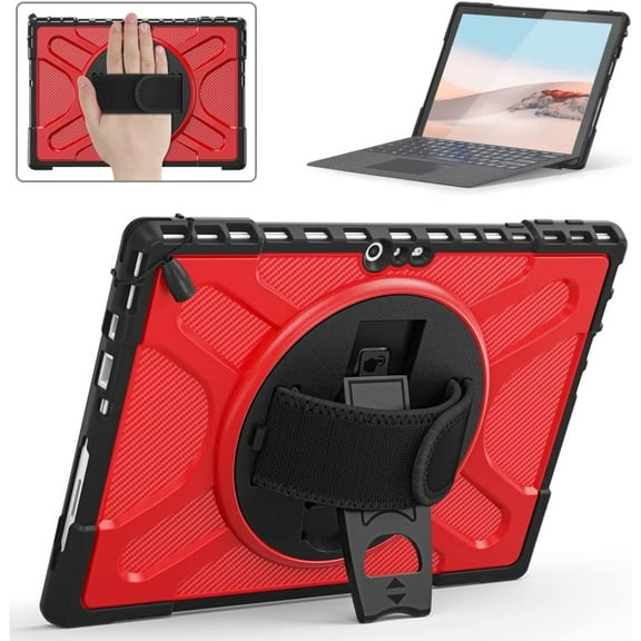 Case for Microsoft Surface Pro 7 Plus/Pro 7/Pro 6/Pro 5/Pro 4 with Rotating Kickstand and Adjustable Hand Strap, Heavy Duty PC+TPU Hybrid Protective Cover