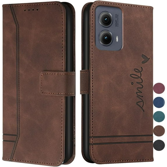 Case for Moto Edge 2024 5G Case Wallet with Card Holder Kickstand Magnetic Clasp PU Leather Flip Shockproof Protective Flip Case for Motorola Moto Edge 2024 5G Brown HX