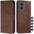 thumbnail image 1 of Case for Moto Edge 5G 2024 Case Wallet with Card Holder Leather Flip Case,with Kickstand Magnetic Full Protection Phone Case for Motorola Moto Edge 5G 2024 Smile Brown, 1 of 16