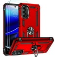 thumbnail image 1 of Case for Moto G 5G 2022 with 2 Pcs Tempered Glass Screen Protector [Built-in Stand] [Military Grade Drop Protection] Rugged Shockproof Protective Phone Cover, Red, 1 of 14