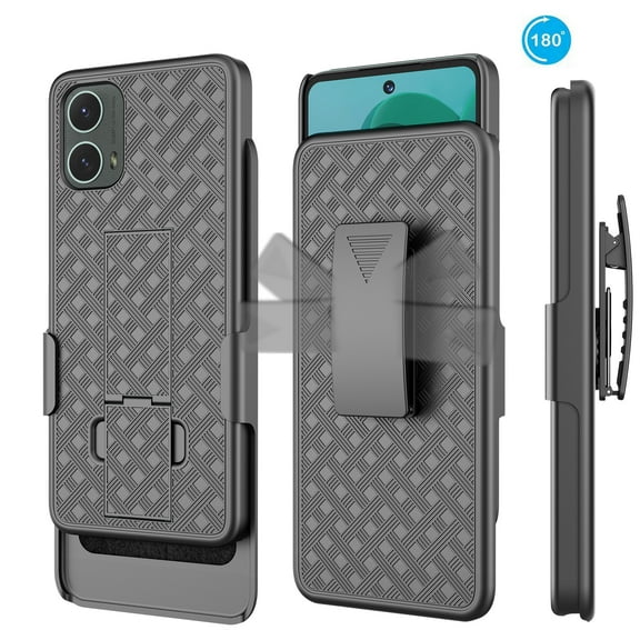 Case for Moto G 5G 2024Case[with Belt Clip Holster Case]Slim Combo Shell with Kickstand Swivel Rugged Shockproof Antiscratch Protective Cover for Moto G 5G 2024 6.6 inch(Black)