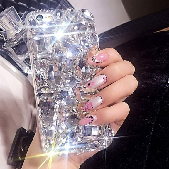 Case for Moto G Play 2023,Moto G Power 2022 Case,3D Handmade Sparkle Stunning Stones Crystal Diamond Bling Glitter Phone Case for Motorola Moto G Play 2023/Moto G Pure 2021 (A Full White)
