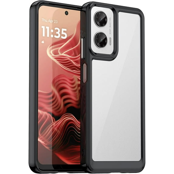 Case for Moto G35 5G,Moto G35 5G Case,Transparent TPU+PC Acrylic Protective Military Grade Heavy Duty Shockproof Protection Phone Case for Motorola Moto G35 5G (Black)