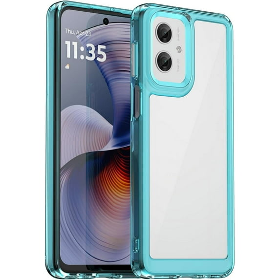 Case for Moto G55 5G,Moto G55 5G Case,Transparent TPU+PC Acrylic Protective Military Grade Heavy Duty Shockproof Protection Phone Case for Motorola Moto G55 5G (Clear Blue)