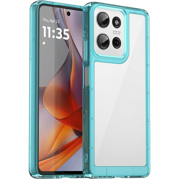 Case for Moto G75 5G,Moto G75 5G Case,Transparent TPU+PC Acrylic Protective Military Grade Heavy Duty Protection Phone Case for Motorola Moto G75 5G (Clear Blue)