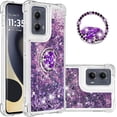 thumbnail image 1 of Case for Motorola Moto Edge 5G 2024 Case Liquid Glitter with Ring Kickstand,Cute Sparkle Quicksand Flowing Shockproof Case for Moto Edge 5G 2024 Purple YBR, 1 of 14