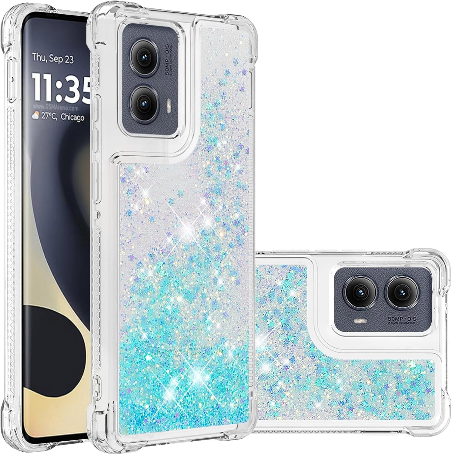 Case for Motorola Moto Edge 5G 2024 Case Glitter Liquid Cute Clear