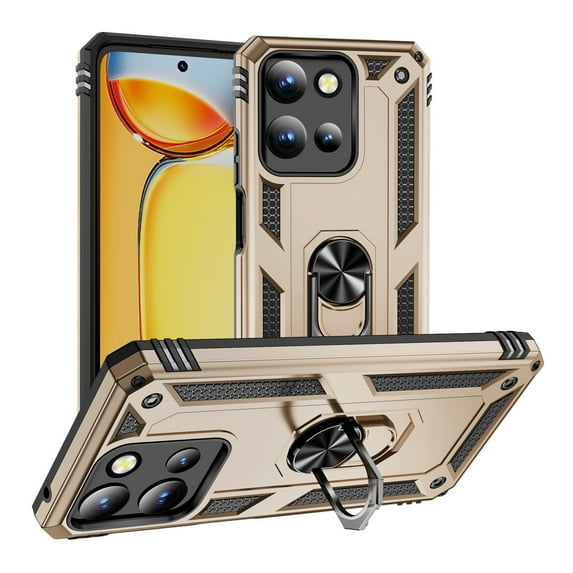Case for Motorola Moto G (2025), Military Grade Protection Shockproof Non-Slip Cover with Metal Rotatable Ring Stand, Magnetic Car Mount Holder Fashion Case for Motorola Moto G (2025), Gold