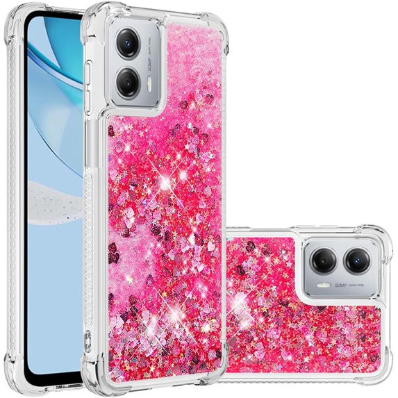 Case for Motorola Moto G 5G 2023 Case Glitter Cute Luxury Love Liquid Quicksand Clear Soft TPU Girls Women Stylish Bumper Shockproof Protective Cover for Moto G 5G 2023 Rose YB