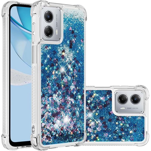 Case for Motorola Moto G 5G 2023 Case Glitter Cute Luxury Love Liquid Quicksand Clear Soft TPU Girls Women Stylish Bumper Shockproof Protective Cover for Moto G 5G 2023 Blue YB