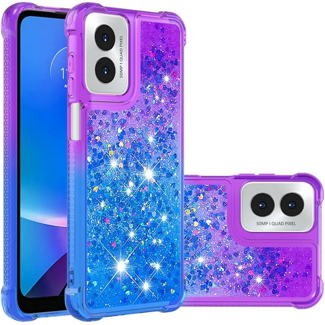 Case for Motorola Moto G 5G 2024 Case Liquid Cute Clear Glitter Heavy