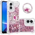 thumbnail image 1 of Case for Motorola Moto G Play 4G 2024 Case Glitter Liquid with Ring Kickstand Cute Clear Flowing Quicksand Soft TPU Protective Grils Women Bling Case for Moto G Play 4G 2024 Rose Gold YBR, 1 of 7