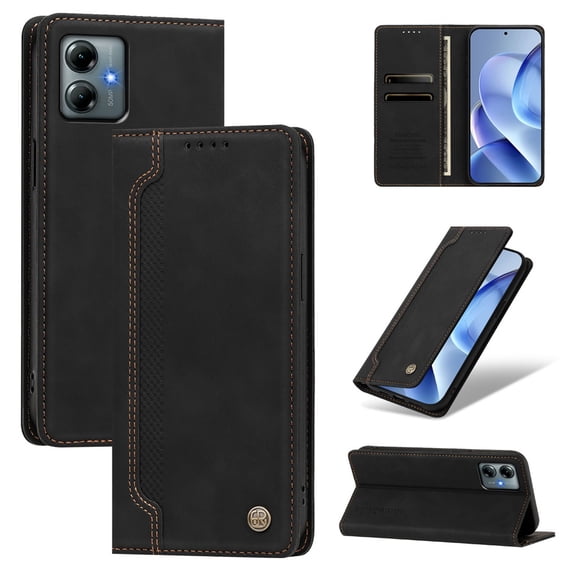 Case for Motorola Moto G Play 5G 2025 6.8-inch Wallet,Magnetic Closure,Card Slots,Cash Slot Flip Folio Protective Phone Case,Black,For Moto G Play 5G 2025
