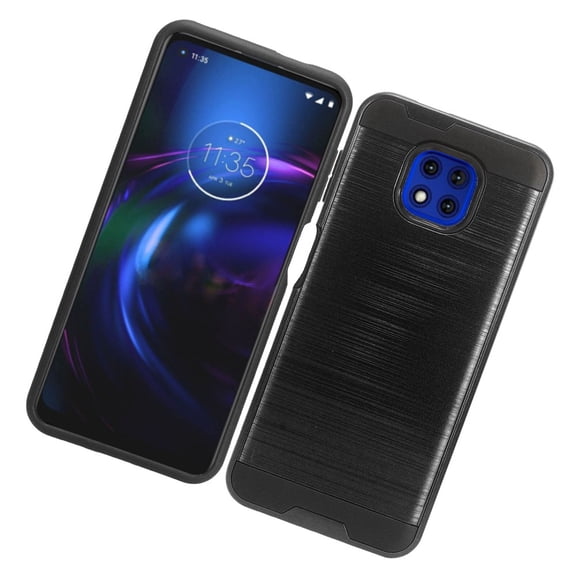 Case for Motorola Moto G Power 2021 Brushed Texture Slim Hybrid Dual Layer Hard PC & TPU Silicone Armor Rugged Protective Cover for Moto G Power 2021 by Xcell - Black