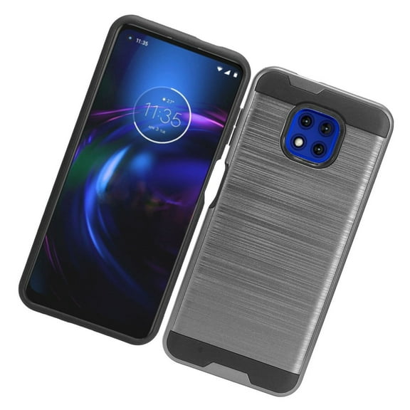 Case for Motorola Moto G Power 2021 Brushed Texture Slim Hybrid Shockproof Dual Layer Hard Rugged Protective Cover for Moto G Power '21 by Xcell - Gray