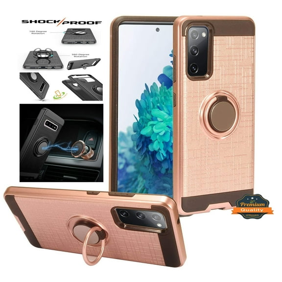 Case for Motorola Moto G Power 2022 (6.5") Hybrid 360° Ring Armor Shockproof Dual Layers Holder with Ring Stand for Magnetic Car Mount Cover by Xcell - Rose Gold